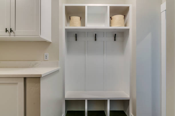 istock Clean mudroom next to laundry room 1387915634
