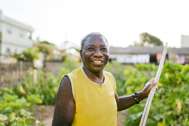 istock Smiling Brazilian farmer in the vegetable garden 1387915821