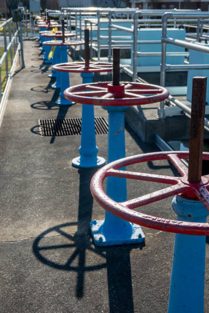 istock water gate control valves at water plant 1387916655