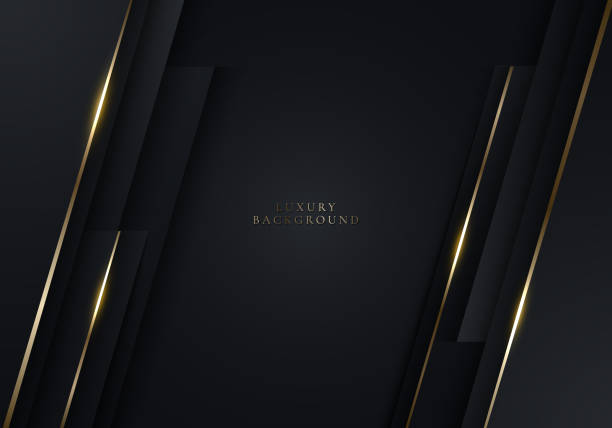 istock 3D modern luxury banner template design black stripes and golden glitter gold line light sparking on dark background 1387917441