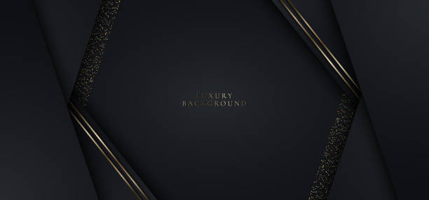 istock 3D modern luxury template banner design black and gold stripes 1387917452