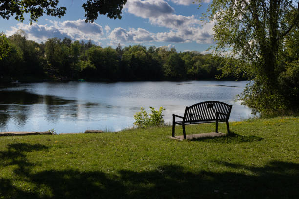 istock Park bench lake view Almonte, Ontario 1387920693