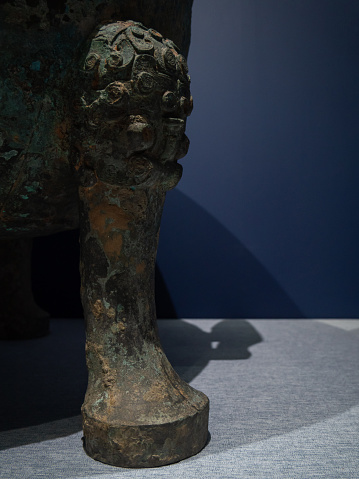 Ancient China Bronze Ding Leg Close-up