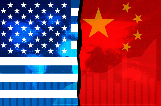 istock US and China Trade war Concept Abstract Background Flags with Crack. China and United States clashes in the business backdrop 1387934199