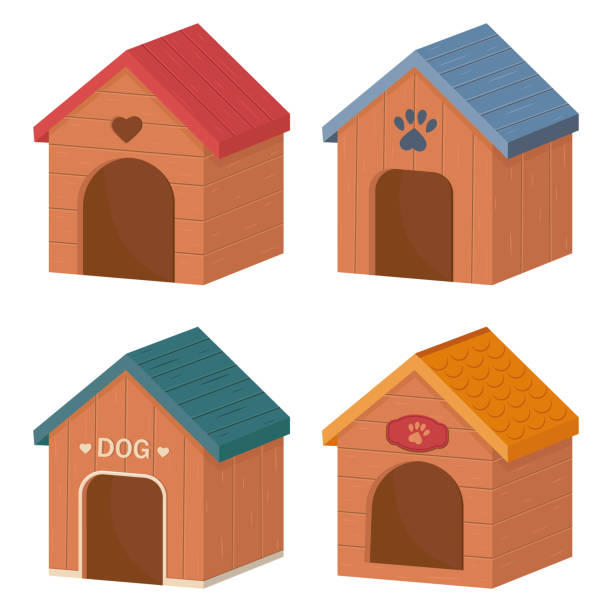 istock Wooden doghouse, color vector isolated cartoon-style illustration 1387936102