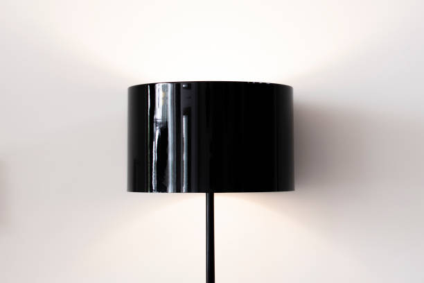 istock Modern black metal lamp on white background. Loft, Chalet, Scandinavian interior. 1387939192