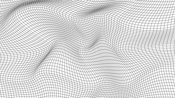 白い背景に抽象的な波状の3dメッシュ。幾何学的なダイナミック波。3dテクノロジーのワイヤーフレーム。ベクターの図。 - distorted点のイラスト素材／クリップアート素材／マンガ素材／アイコン素材