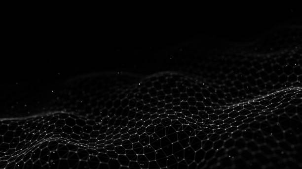 istock Futuristic black hexagon dynamic wave. Futuristic honeycomb concept. Digital technology webflow. Big data visualization. 3D rendering. 1387945126