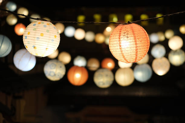 istock many Asian retro colorful paper  lanterns at night 1387947247