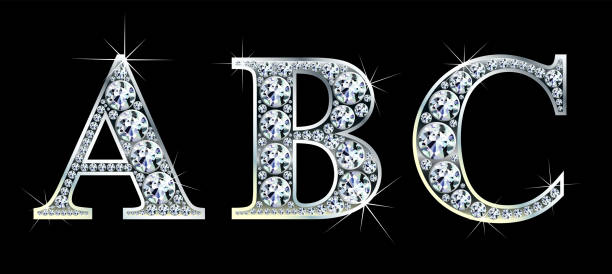 istock Diamond alphabet letters. Stunning beautiful ABC jewelry set in gems and silver. Vector eps10 illustration. 1387949815