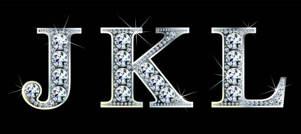 istock Diamond alphabet letters. Stunning beautiful JKL jewelry set in gems and silver. Vector eps10 illustration. 1387949906