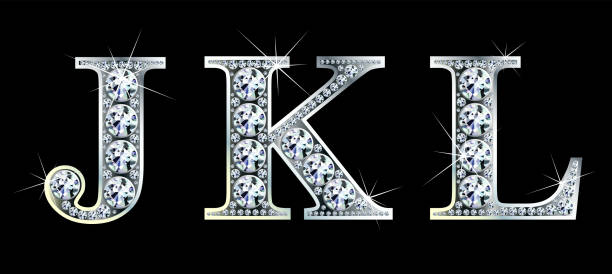 Diamond alphabet letters. Stunning beautiful JKL jewelry set in gems and silver. Vector eps10 illustration. Diamond alphabet letters. Stunning beautiful JKL jewelry set in gems and silver. Vector eps10 illustration.. crystal letter j stock illustrations