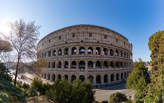 A panorama picture of the Colosseum.