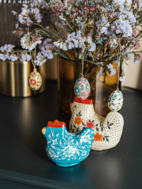 Easter egg decotarions at home interior detailPhoto taken in natural light