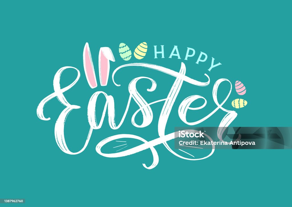 Pôster de tipografia da Páscoa feliz. - Vetor de Páscoa royalty-free Pôster de tipografia da Páscoa feliz. - Vetor de Páscoa royalty-free