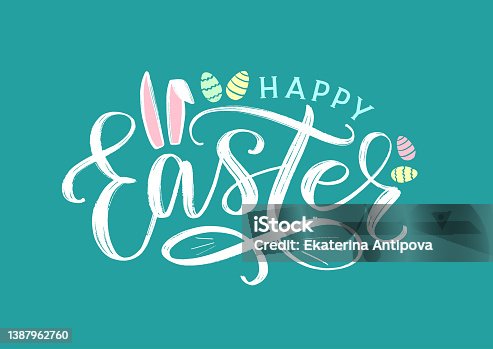 istock Happy Easter typography poster. 1387962760