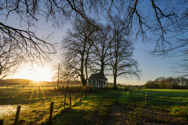 istock Chapel against sunrise, Bergisch Gladbach, Germany 1387963420