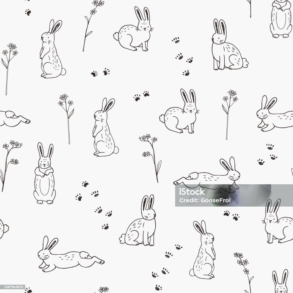 Re Animal Rabbit Pattern Rabbits Animals Seamless Vector Pattern Stock Illustration - Download ...