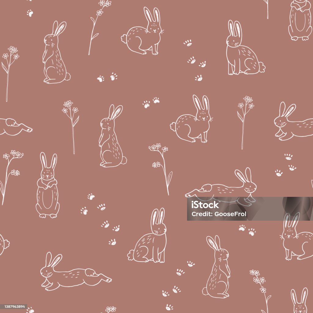 Re Animal Rabbit Pattern Rabbits Animals Seamless Vector Pattern Stock Illustration - Download ...