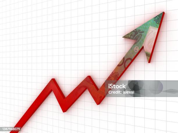 Australian Money Finance Growth Chart Investment Stock Photo - Download Image Now - Growth, Interest Rate, Wages