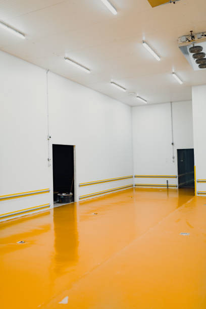 istock cold storage with new floor made of yellow epoxy resin 1387969228