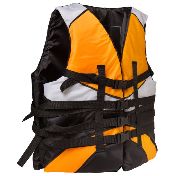 istock life jacket, tricolor, the vest is buttoned, on a white background 1387972151