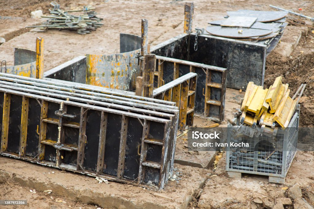 Dead Formwork Components Of Dismantled Construction Formwork At The Construction Site ...