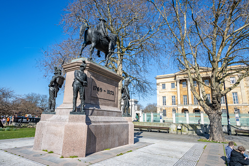 Base of the equestrian statue of Frederick the Great is an outdoor sculpture in cast bronze in Berlin, honoring King Frederick II of Prussia.