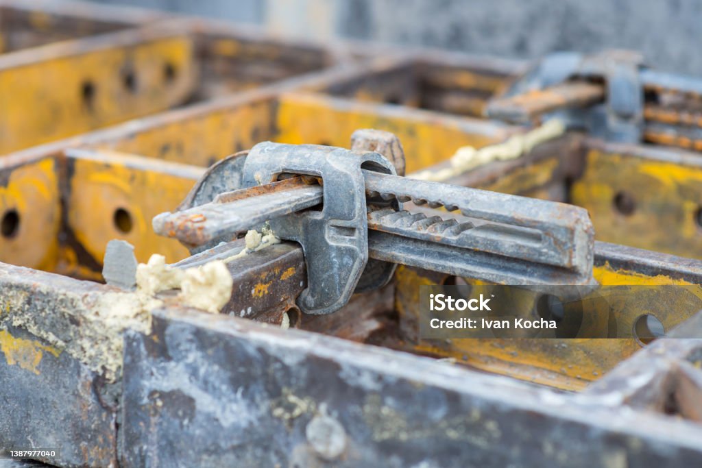 Clamps In Formwork Clamp For Formwork Section On A Construction Site Closeup Stock Photo ...