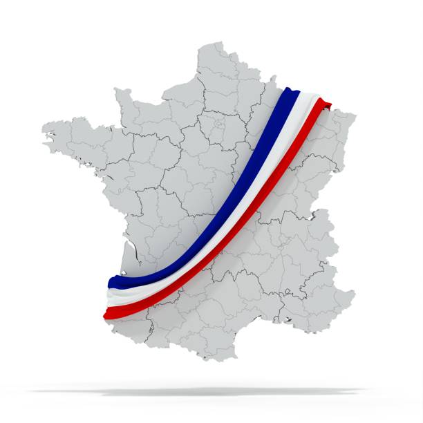 mappa della francia con sciarpa tricolore - elezioni politiche - france election presidential election french culture foto e immagini stock