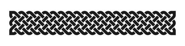 кельтское переплетение переплетения черной каймы - celtic style celtic culture tied knot pattern stock illustrations