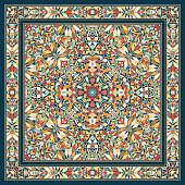 istock Square Scarf Kaleidoscope Pattern Design 1387985361