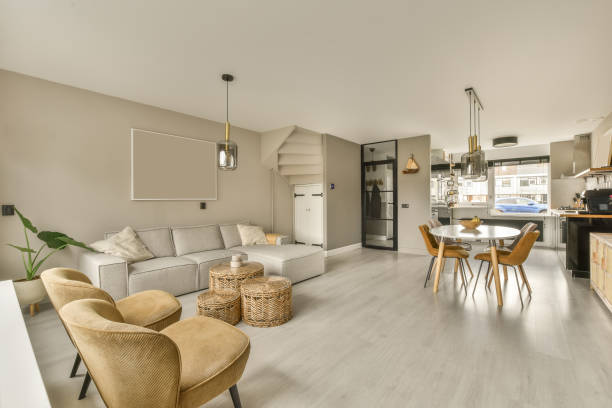 istock A spacious living room with a dining area 1387988133