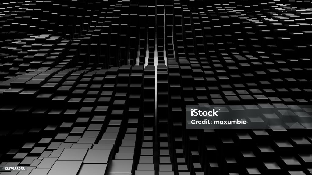 Abstract Background Of Random Black Cube Block Wave Pattern 3d ...