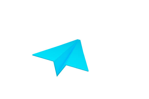 Turquoise origami paper airplane icon on white isolated background. 3d render illustration.