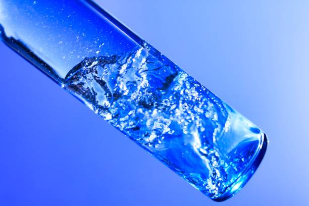 istock Liquids and bubbles in a blueback bottle 1387991414