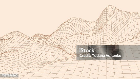 istock Perspective mesh background. Simple lines on a white background. Vector illustration. 1387996960