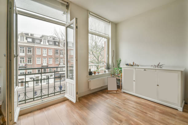 istock Exit to the balcony with a metal fence 1387997176