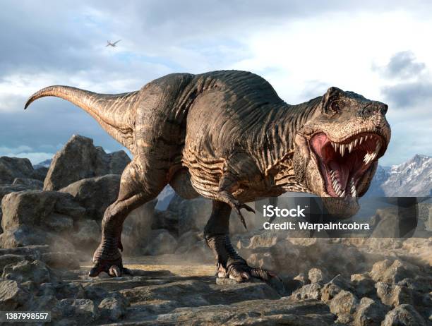 Tyrannosaurus From The Cretaceous Era 3d Illustration Stock Photo - Download Image Now