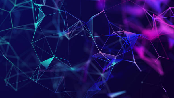 istock Musical wave. Beautiful illustration with connected dots and lines. Digital network background. 3D 1387998678