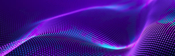 istock Musical wave. Beautiful illustration with connected dots and lines. Digital network background. 3D 1387999801