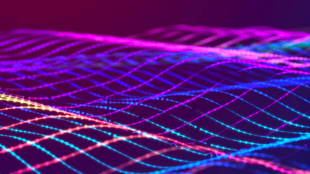istock Musical wave. Beautiful illustration with connected dots and lines. Digital network background. 3D 1388000133