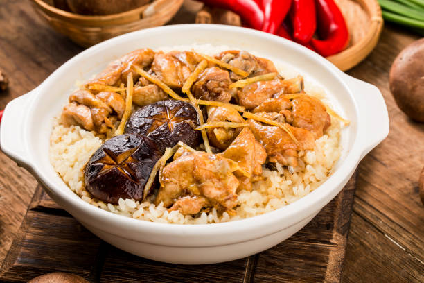 istock Cantonese style rice with chicken and mushroom 1388000143