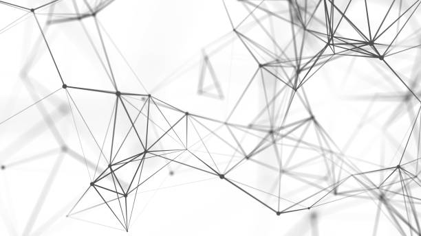 istock Abstract illustration with connected dots and lines. Digital network background. 3D rendering. 1388001310