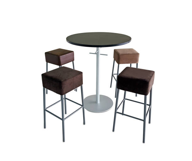istock Set of high tables and chairs for drinking coffee. 1388009340