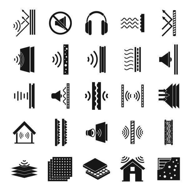 Soundproofing icons set. Simple set of soundproofing vector icons for web design on white background