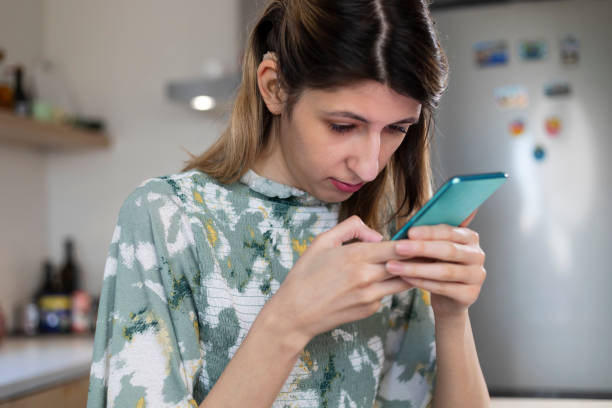 istock A visually impaired young woman  without eyeglasses. 1388009809