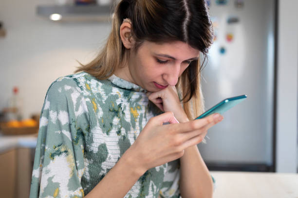 istock A visually impaired young woman  without eyeglasses. 1388009812