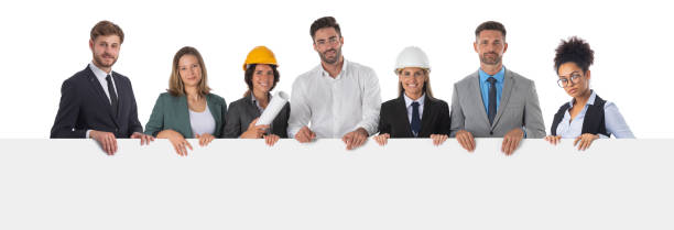 istock Architects and business people holding banner 1388009956