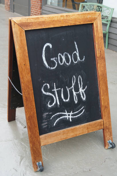 istock Sandwich board chalk sign - good stuff 1388010900